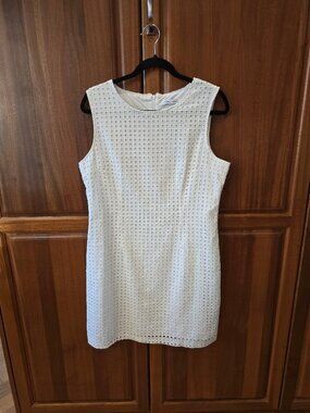 ALFRED SUNG cotton white summer dress size 12, eyelet